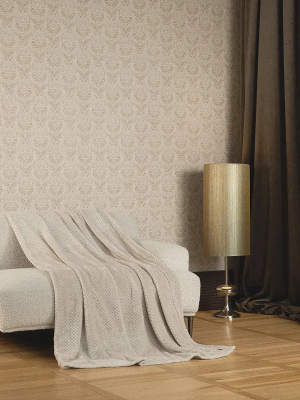 Плед, 140х190 см, фланель, бежевый, Решетка, Flannel, image-4