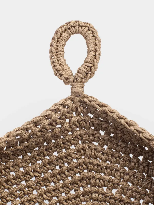 Корзина для хранения, 27х36 см, плетеная, подвесная, полиэстер, круглая, коричневая, Bolsa, image-2