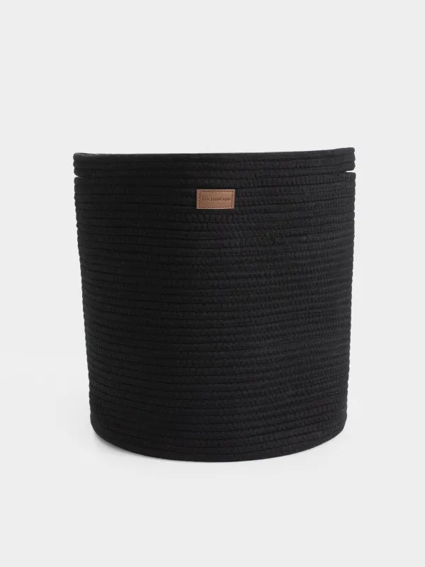 Сумка для хранения белья, 38х40 см, с ручками, хлопок, круглая, черная, Tote, image-4