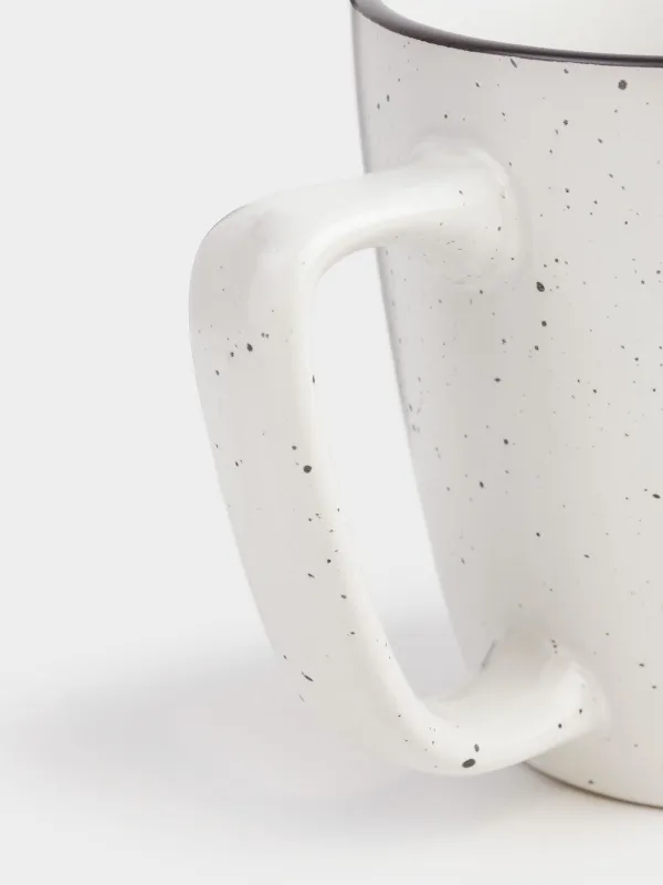 Саптыаяқ, 450 мл, 2 дана, керамика, ақ, қара жиегі бар, дақты, Speckled black, image-6