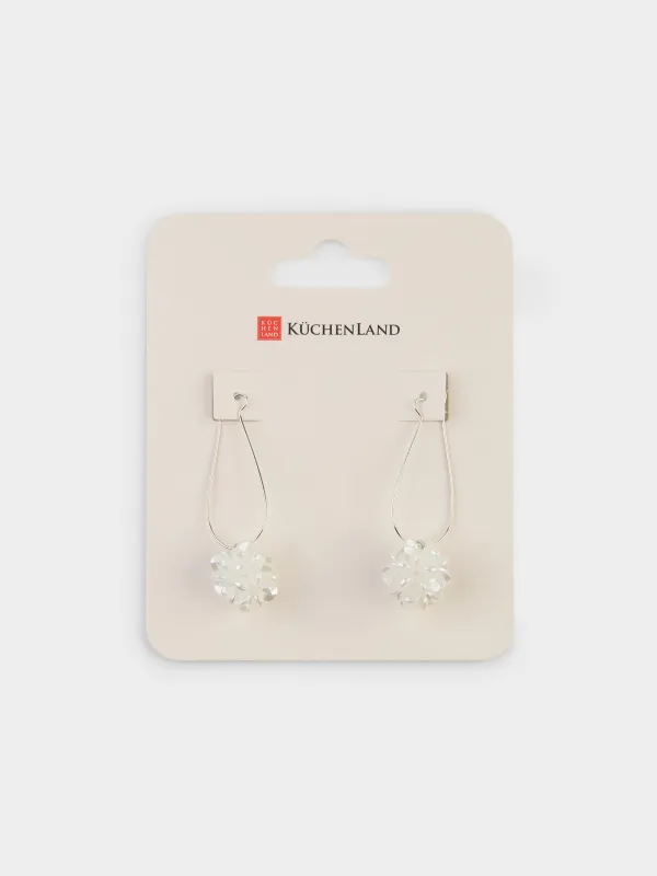 Сырғалар, 5 см, 2 дана, акрил/металл, күміс түстес, Гүл, Jewelry, image-3