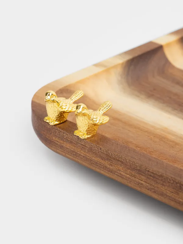 Блюдо декоративное, 33х20 см, дерево/металл, Золотистые птицы, Noble tree, image-4