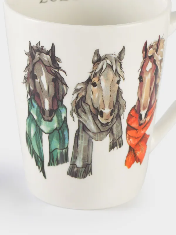 Саптыаяқ, 420 мл, фарфор N, ақ, Шарф таққан жылқылар, Horse trio, image-2