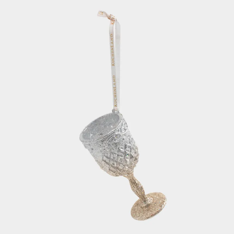 Игрушка елочная, 10 см, пластик, серебристая/шампань, Бокал, Figure sparkle, image-1