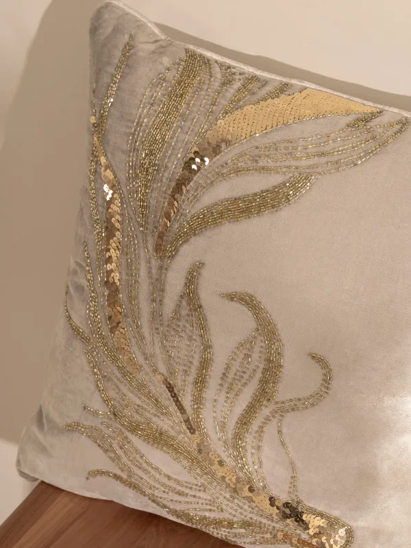 Сәндік жастық, 50х50 см, барқыт/моншақ, сарғылт-қоңыр, Балық, Goldfish, image-4