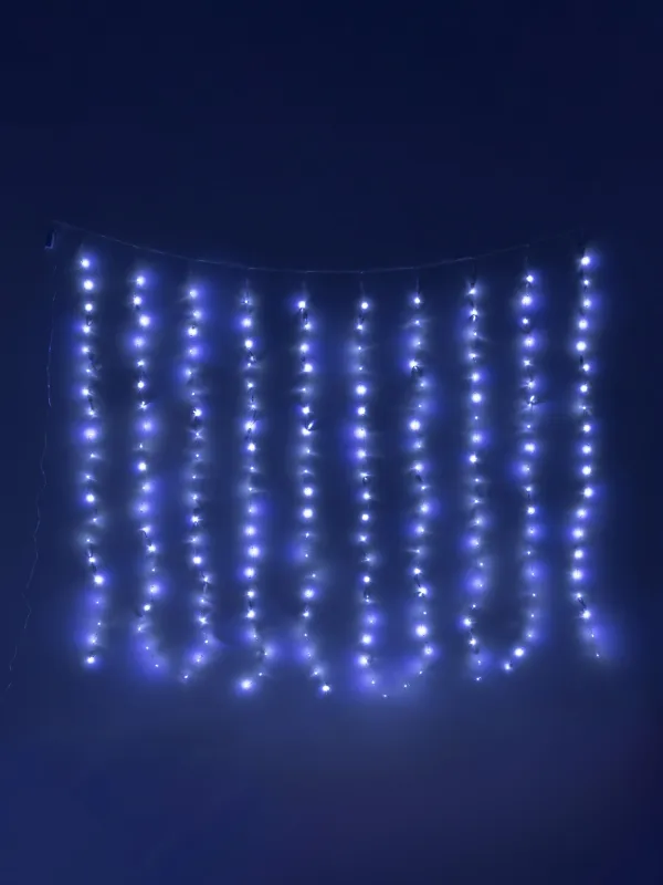 Гирлянда-занавес электрическая, 2х2 м/10 нитей, 200 ламп, 8 режимов, белая, Бусы, Christmas, image-0