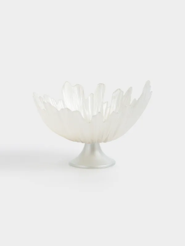 Жеміс вазасы, 26х17 см, аяқты, шыны Р, сүт түстес/шампан, Verge, image-0