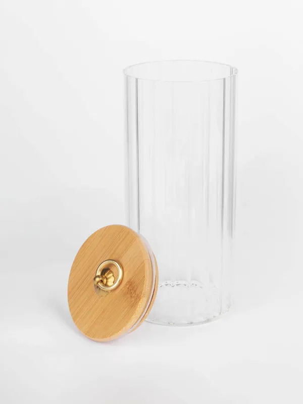 Банка для сыпучих продуктов, 1,1 л, стекло Б/бамбук, Camellia, image-1