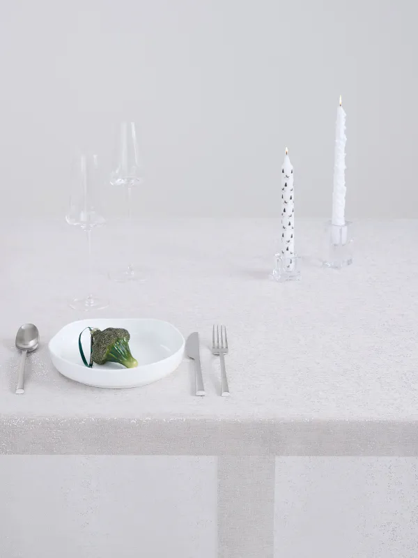 Дастархан, 170х250 см, полиэстер, ақ, Күміс шашыраулар, Heaven silver, image-1