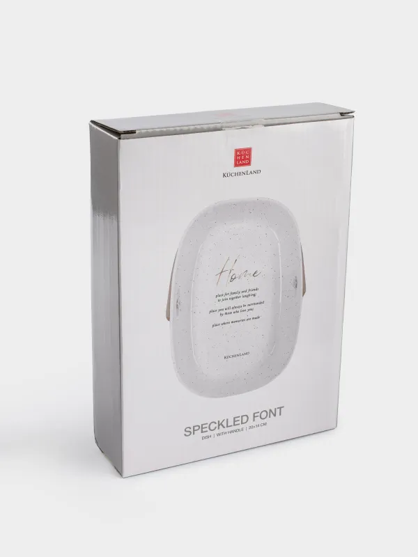 Ыдыс, 20х14 см, тұтқасы бар, керамика/полиуретан, сопақ, ақ, дақты, Speckled font, image-6