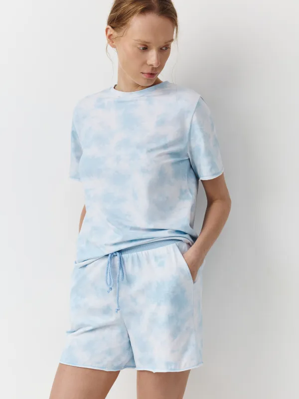 Әйелдер шорттары, үйге арналған, өлшемі L, мақта/эластан, көгілдір, Jocelyn, image-0