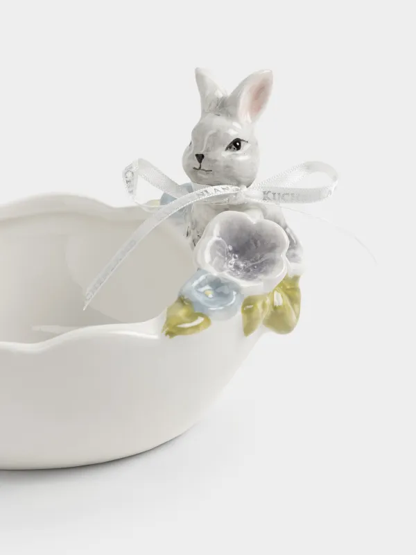 Кесе, 13х5 см, 300 мл, керамика, сүт түстес, Гүлдері бар қоян, Easter, image-1