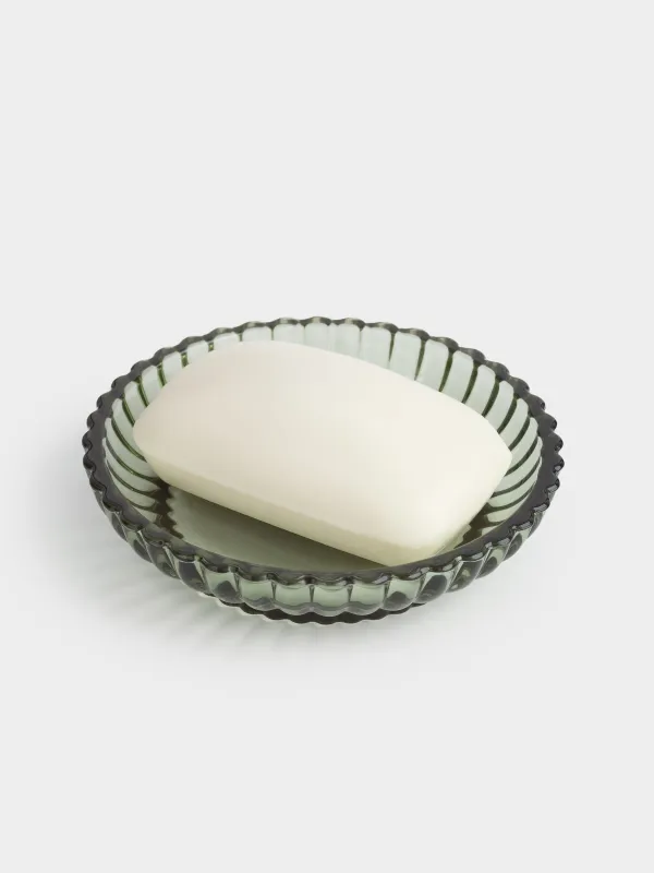 Мыльница, 11 см, стекло, круглая, зеленая, Artemis, image-2