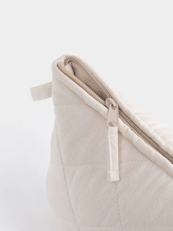Косметичка, 32х18 см, стеганая, хлопок, бежевая, Stitch cotton, image-4