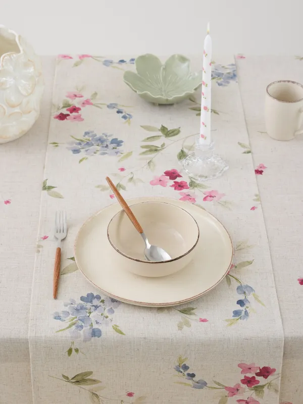 Үстел төсеніші, 40х160 см, полиэстер/зығыр, сарғылт-қоңыр, Гүлдер, Colorful flowers, image-3