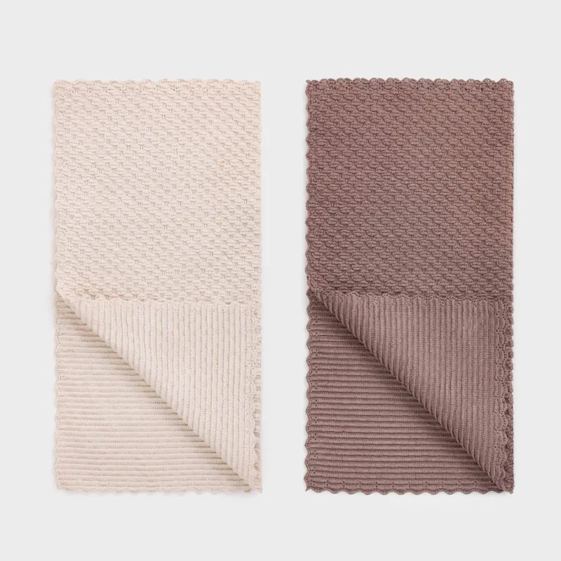 Тряпка для кухни, 30х30 см, 2 шт, микрофибра, коричневая/кремовая, Зерна, Clean, image-1