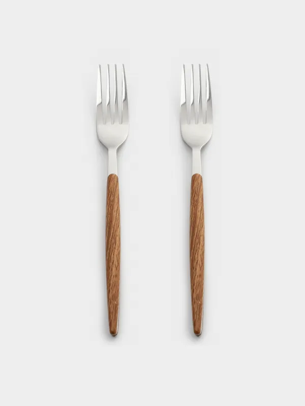 Вилка столовая, 2 шт, сталь/пластик, коричневая, Oslo, image-0