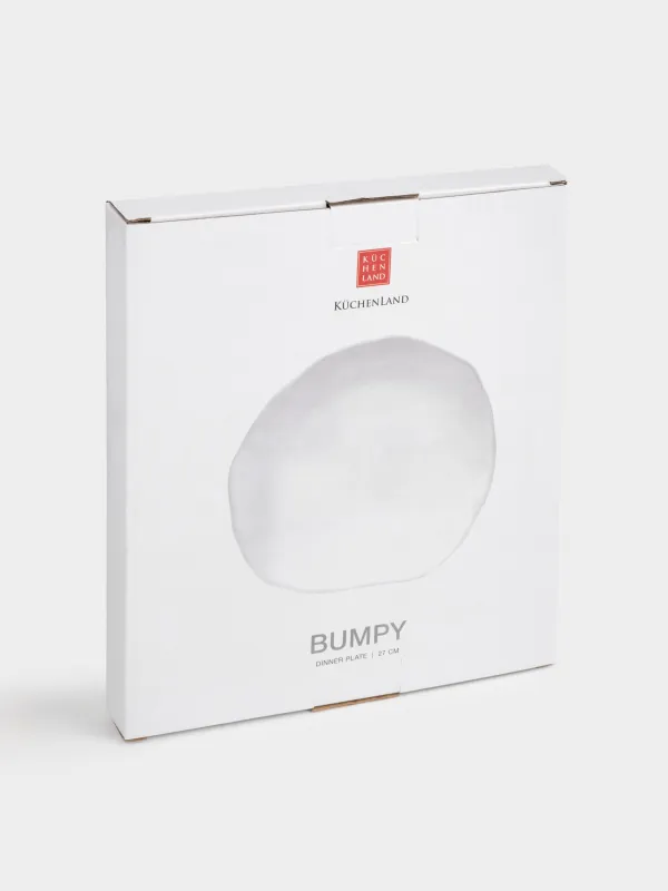 Тарелка обеденная, 27 см, керамика, белая, Неровный край, Bumpy, image-4