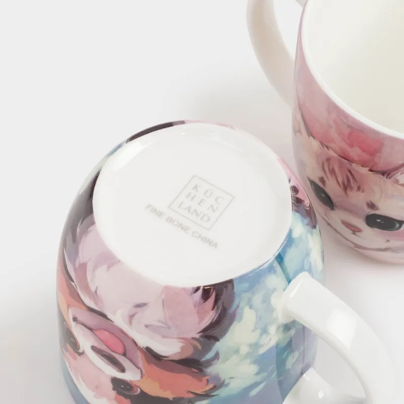 Саптыаяқ, 350 мл, 2 дана, фарфор F, көк/қызғылт, Мысық/Ит, Friends, image-3