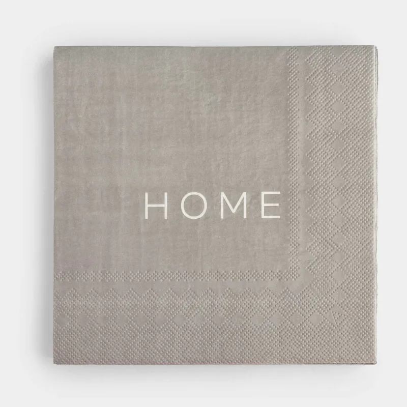 Салфетки бумажные, 33х33 см, 20 шт, квадратные, серые, Home, Scroll, image-0