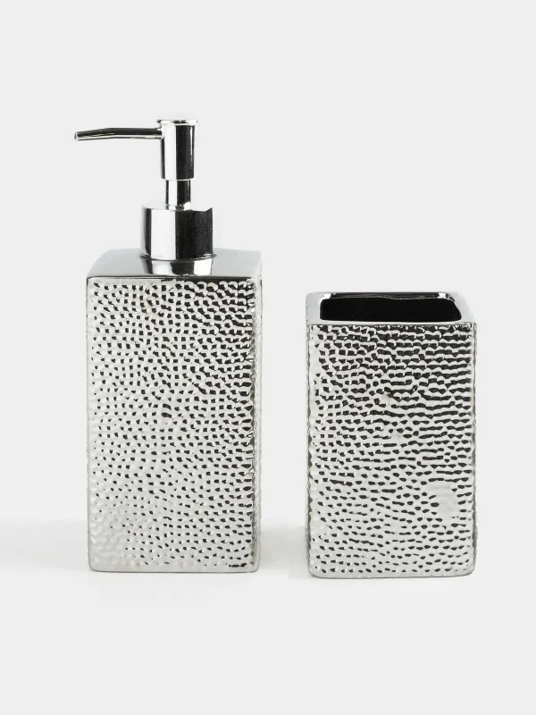 Жуынатын бөлмеге арналған жиынтық, 2 зат, керамика/металл, күміс, Gallant, image-0