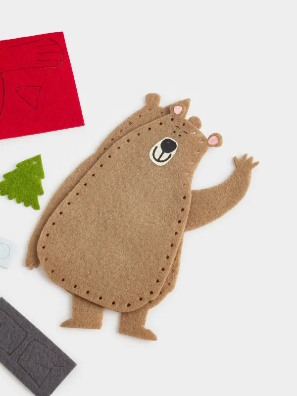 Шығармашылық жиынтығы, 13х15 см, қолөнер, киіз/мақта, Свитер киген аю, Creativity, image-1