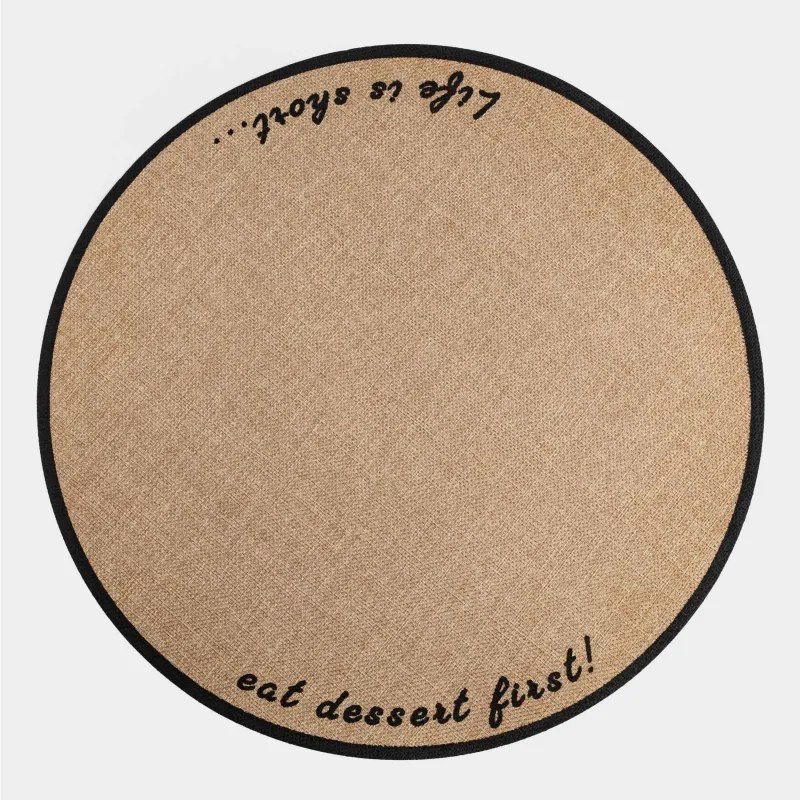 Салфетка под приборы, 38 см, полиэстер, круглая, песочная, Outline