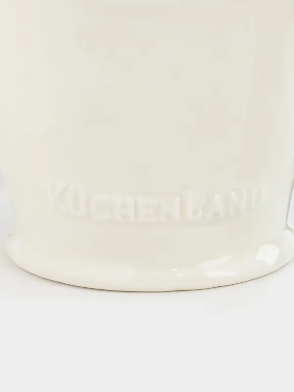 Тұзға арналған ыдыс, 15 см, қасықпен, керамика, сүтті сарғылт-қоңыр, дақты, Ceramo speckled, image-5