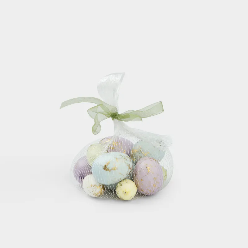 Яйца декоративные, 3 см, 12 шт, в сетке, пенопласт, Перепелиные яйца, Easter decor
