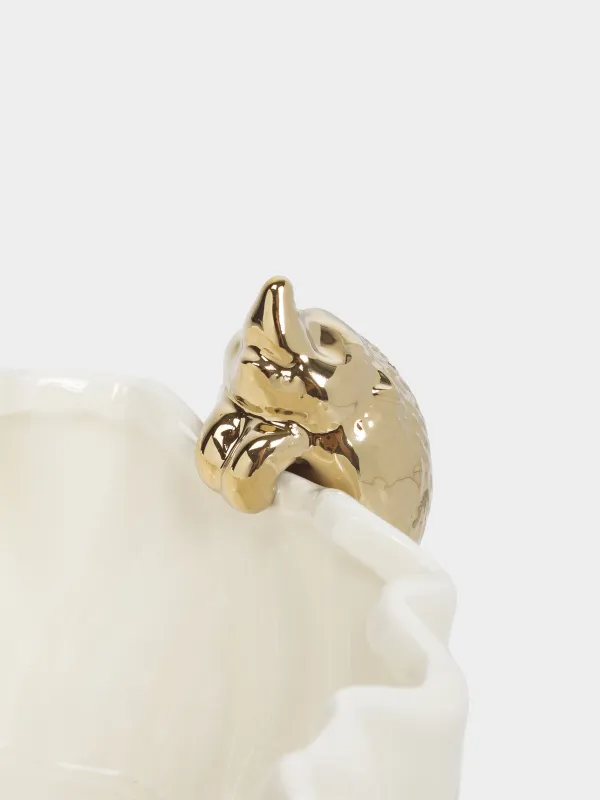 Салатник, 16х6 см, 580 мл, керамика, молочно-золотистый, Еж, Golden glow, image-2