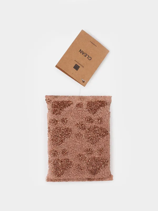 Ыдыс жууға арналған губка, 12х9 см, екі жақты, полиэстер / көбік, қола, табан, Clean, image-4