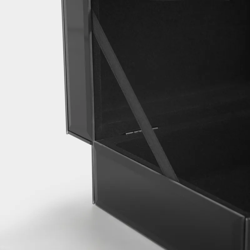 Шкатулка для украшений, 18х14 см, стекло/металл, зеркальная, черная, Glossy black, image-3