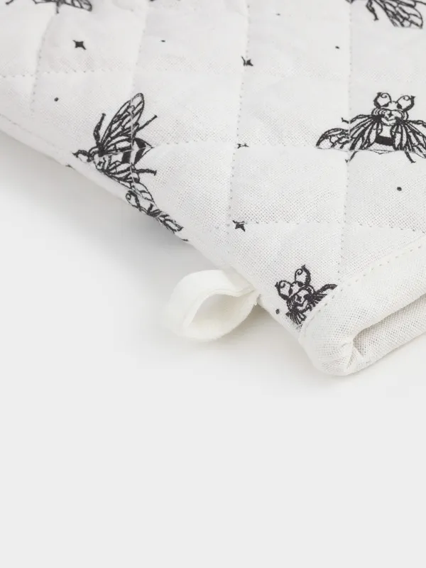 Прихватка-варежка, 17х33 см, хлопок, белая, Пчелы, Honey, image-4