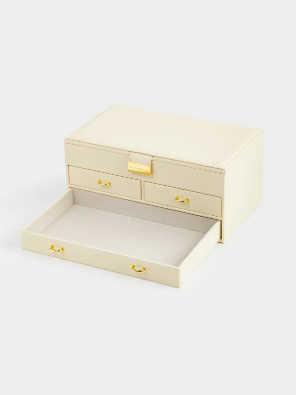 Шкатулка для украшений, 26х15 см, с зеркалом, дерево/искусственная кожа, экрю, Premiere, image-2