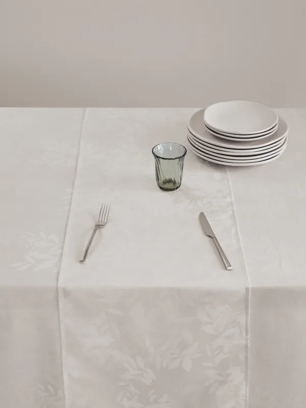 Дорожка настольная, 40х160 см, жаккард, полиэстер, белая, Ветви, Patterned branches, image-3