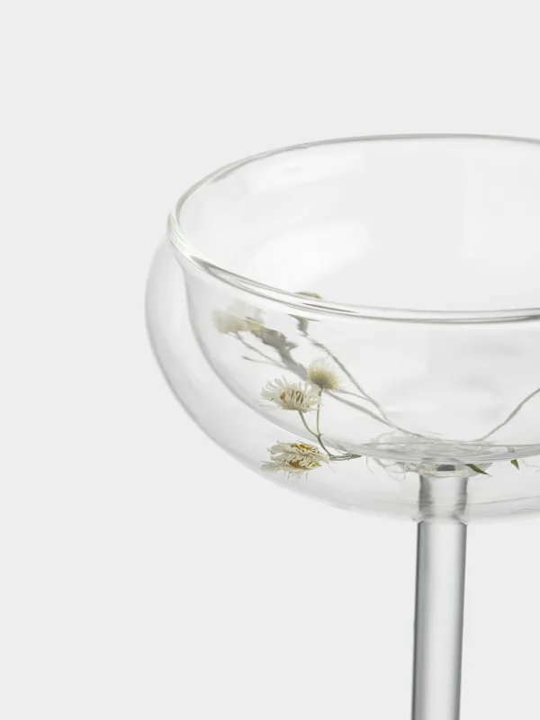 Шампан бокалы, 180 мл, шыны Б, ішінде кептірілген гүлдері бар, Air decor, image-1