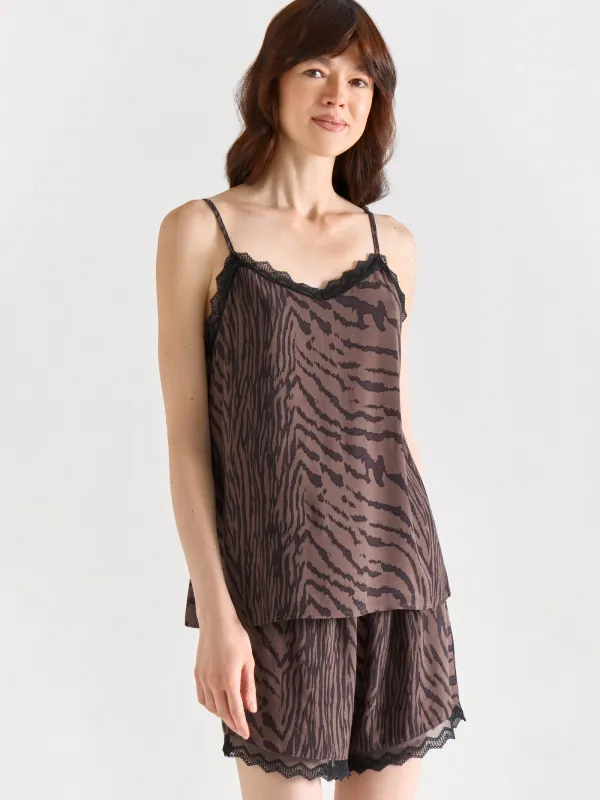 Әйелдерге арналған топ, үйге арналған, өлшемі М, белдіктері бар, шілтерлі, вискоза, ақ-қара, Zefina, image-0