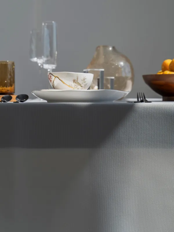 Дастархан, 160х160 см, полиэстер, ақ, сызықтар, Trim gold, image-1