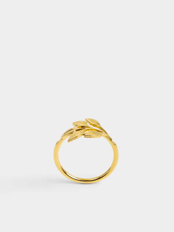 Майлық сақинасы, 5 см, металл, алтын түстес, Жапырақтар, Print, image-2