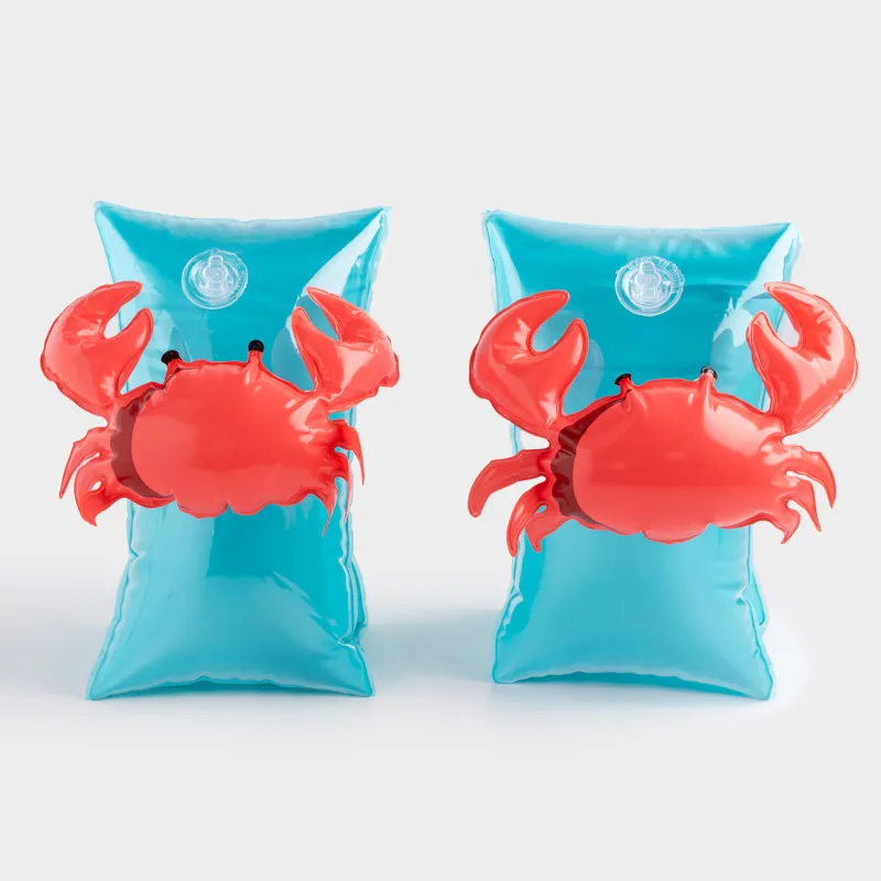 Нарукавники детские, 20х16 см, надувные, ПВХ, красно-глубые, Краб, Aquatic game