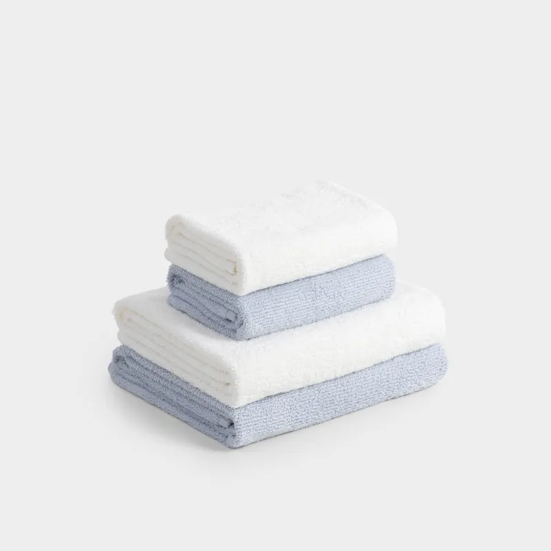 Комплект полотенец, 50х90/70х140 см, 4 шт, хлопок, белый/голубой, Terry cotton