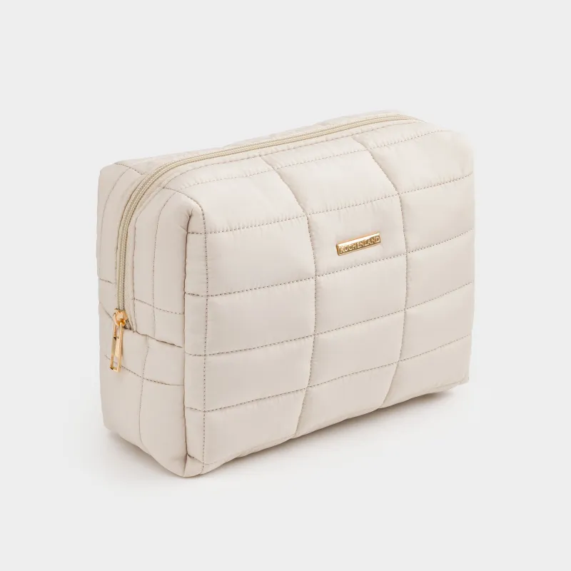 Косметичка, 18х26 см, стеганая, полиэстер, молочная, One stitch, image-1