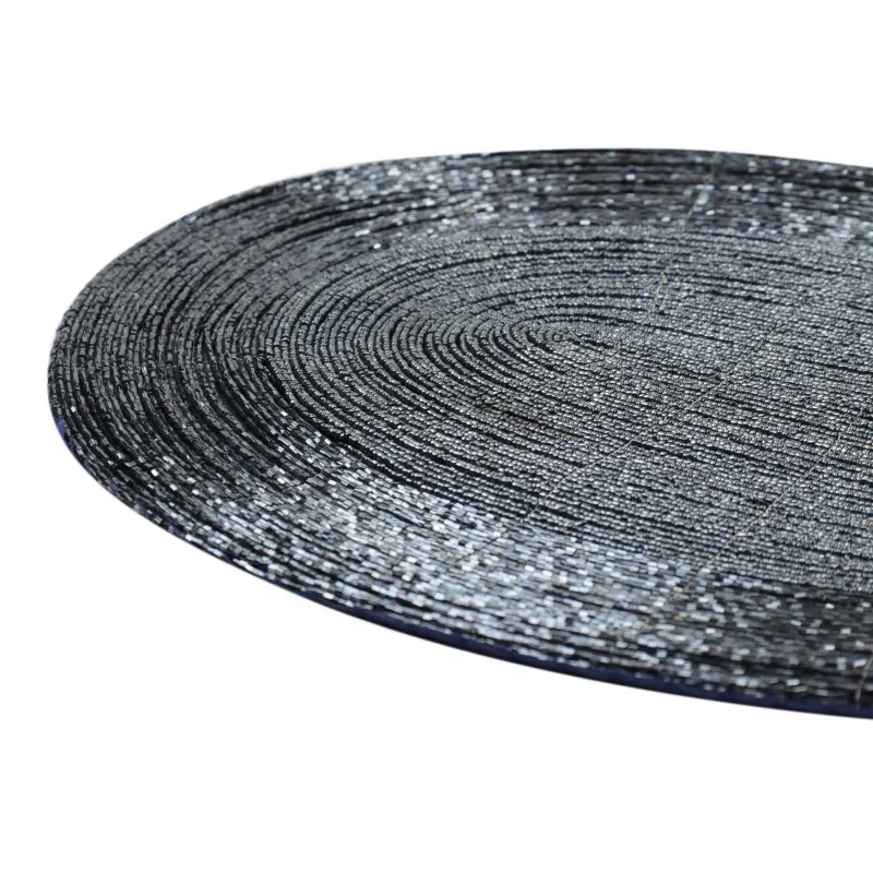 Салфетка под приборы, 31x41 см, бисер, овальная, синяя, Shiny beads, image-1