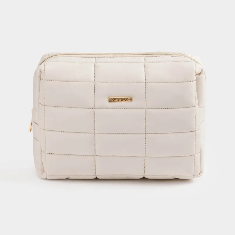 Косметичка, 18х26 см, стеганая, полиэстер, молочная, One stitch, image-0