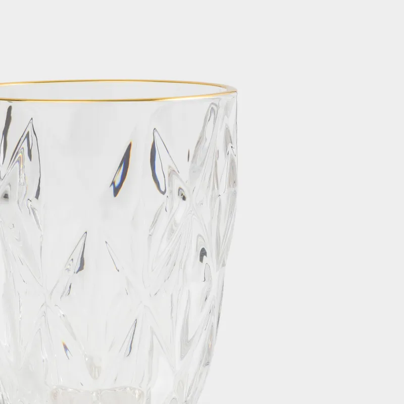 Стақан, 10 см, 270 мл, 6 дана, шыны Р, алтын жиегі бар, Rhomb gold, image-7