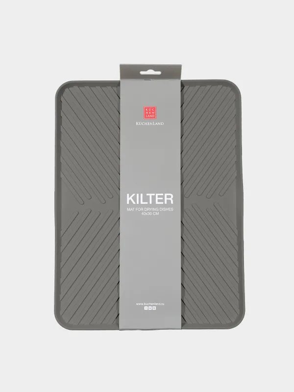 Ыдыс кептіруге арналған төсеніш, 40x30 см, резеңке, сұр, Assist, image-1