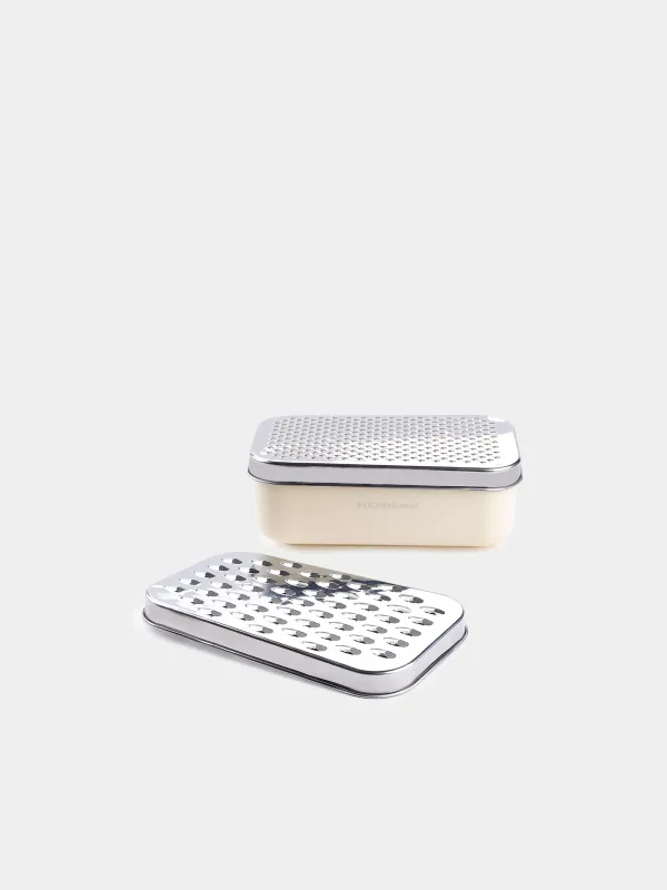 Терка, 18х10 см, с контейнером и сменными насадками, сталь/пластик, молочная, Chalet, image-2