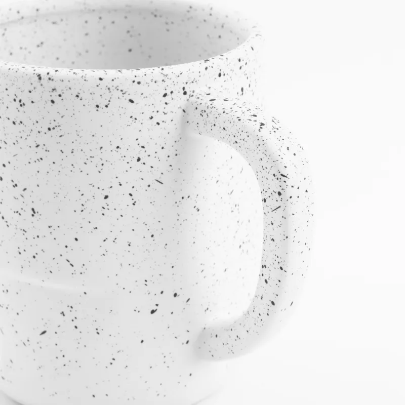 Кружка, 420 мл, керамика, белая, в крапинку, Лицо, Face speckled, image-3