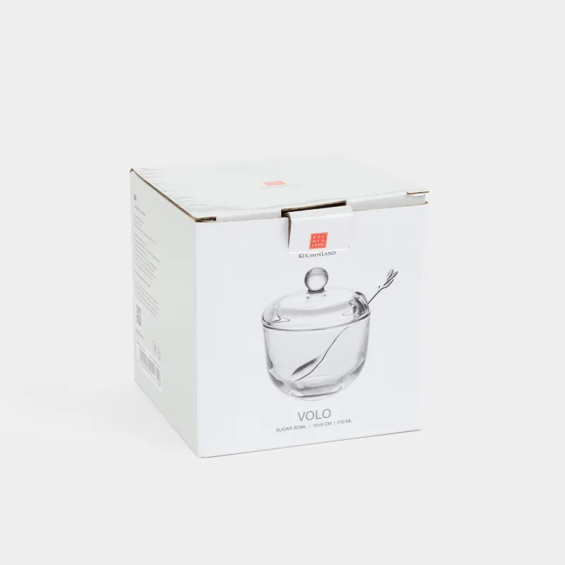 Қант ыдысы, 10 см, 130 мл, қасықпен, шыны/болат, Volo, image-3