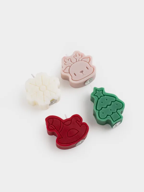 Шам, 2 см, 4 дана, түс, Жылқы/Қар Ұшқыны/Бұғы/Шырша, Shape candle, image-2